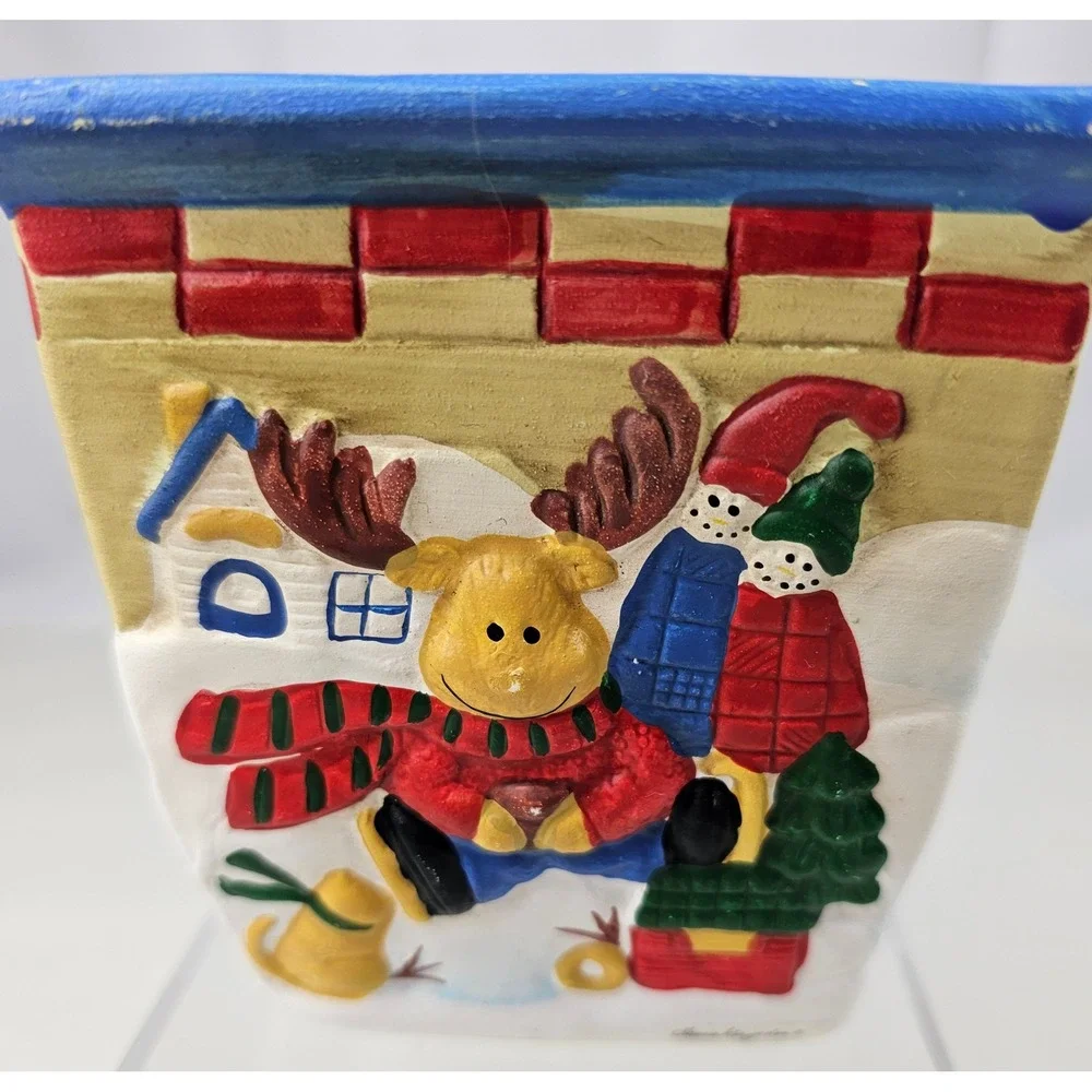 Laurie Korsgaden Christmas Moose Planter Vase Holiday‎ Decor Cute